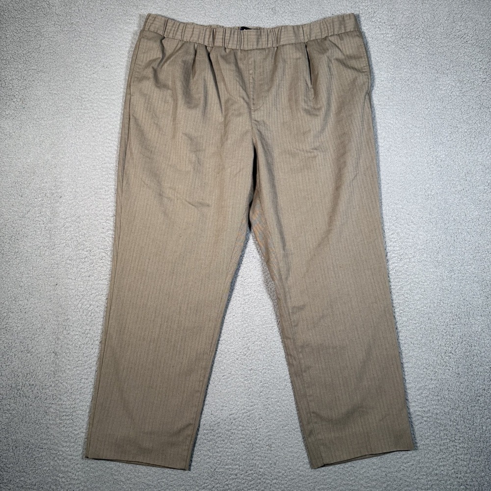Paige Pants Mens‎ XXL Brown Herringbone Elastic Waist Drawstring Rayon Blend